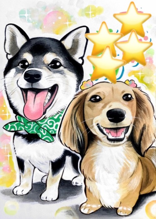 お客様のご感想作品⑥A4サイズ 犬のイラスト