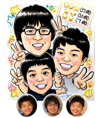 似顔絵サンプル①（兄弟成長記録）