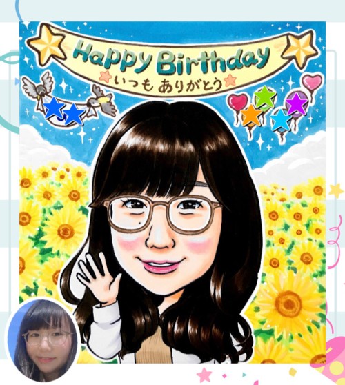 お客様からのご注文似顔絵 - 作品#615 - 誕生日似顔絵